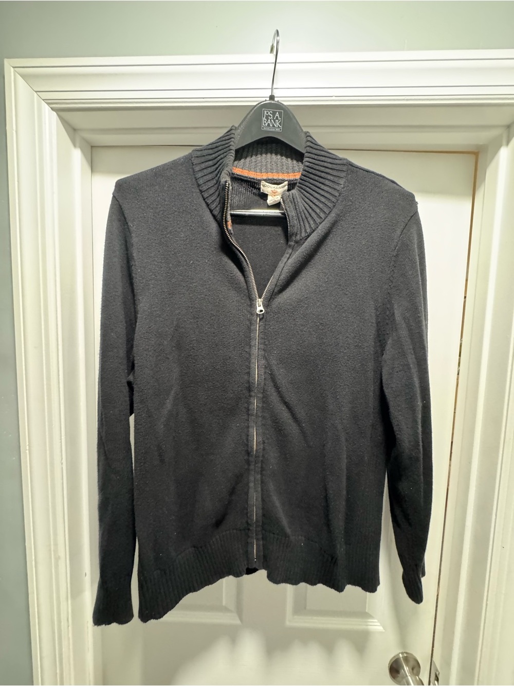 Dockers Men's Black Full-Zip Ribbed Collar Sweater